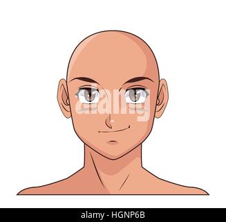 Retrato rosto mangá anime masculino preto cabelo verde olhos imagem  vetorial de jemastock© 137289704