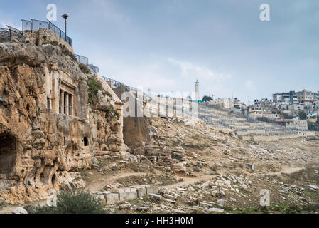 Tumba de Zecharias,Tumba de Zacarías, el cementerio judío, Valle Kidron, Jerusalem, Israel Foto de stock