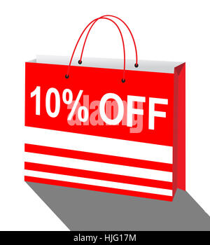 Diez por ciento de descuento en Shopping Bag significa reducciones Ilustración 3d Foto de stock