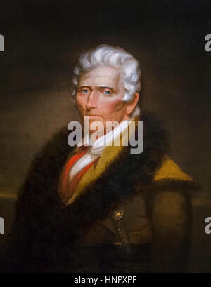 Daniel Boone (1734-1820), retrato de Chester Harding, óleo sobre lienzo, 1820. Daniel Boone fue un famoso americano pionero y frontiersman quien se convirtió en un héroe popular en los Estados Unidos Foto de stock