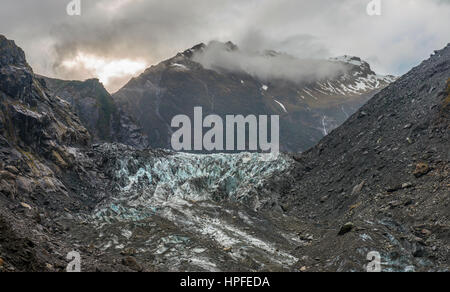 Lengua glaciar, el glaciar Franz Josef, West Coast, Southland, Nueva Zelanda