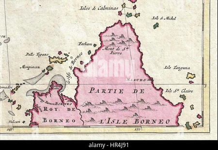 El norte de Borneo 1710 Ottens Mapa del Sudeste de Asia, Singapur, Tailandia (Siam), Malasia, Sumatra, Borneo - Geographicus - Siam-ottens-1710 Foto de stock