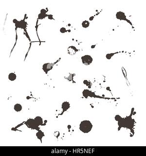 Silueta negra mancha con gotitas, manchas, manchas, salpicaduras Imagen