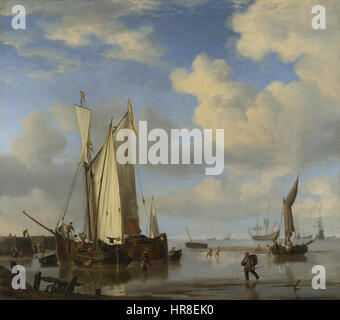 Willem van de Velde II - barcos holandeses y Bajura hombres bañarse Foto de stock