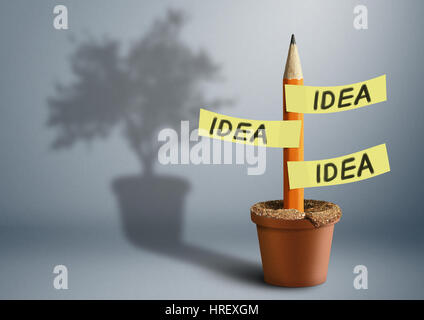 Idea El concepto creativo, lápiz con sombra de árbol