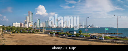 Vista panorámica del horizonte moderno barrio Bocagrande - Cartagena de Indias, Colombia Foto de stock