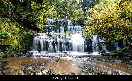 Purakaunui Falls, cascada, los Catlins, Otago, Southland, Nueva Zelanda Foto de stock