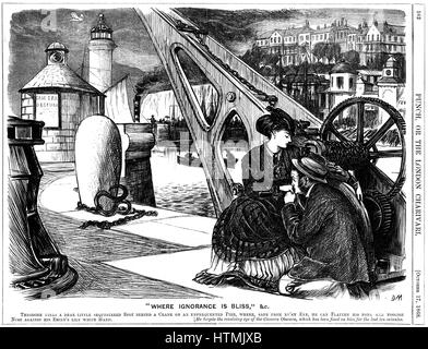 La invasión de la privacidad por un mar Camera obscura (izquierda). George Du Maurier caricatura de "Punch", el 17 de octubre de 1868 Foto de stock