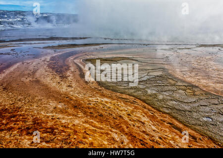 Mat bacteriana en Grand Prismatic Hot Spring, el Parque Nacional Yellowstone, Wyoming.