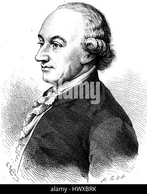 Christoph Martin Wieland, el 5 de septiembre de 1733 - 20 de enero de 1813, fue un poeta y escritor alemán, Alemania, la reproducción de una imagen, la xilografía a partir del año 1881, digital mejorado Foto de stock