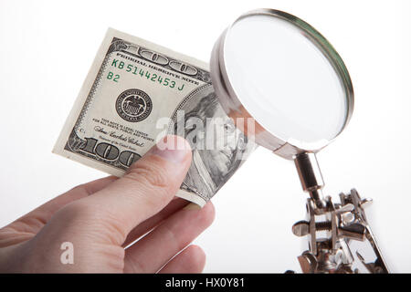 Dinero para la verificación de autenticidad Foto de stock