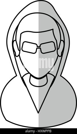  Hacker hombre icono de dibujos animados sobre fondo blanco. ilustración vectorial Imagen Vector de stock
