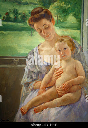La madre y el niño en el conservatorio por Mary Cassatt