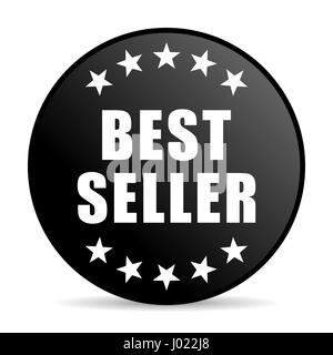 Best Seller color negro ronda diseño web icono internet sobre fondo blanco. Foto de stock