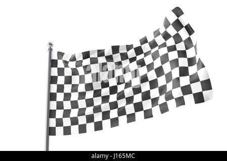 Banderas cuadriculada. Bandera de carreras, 3D rendering aislado en blanco Foto de stock