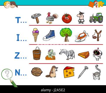 Ilustración de dibujos animados de encontrar la imagen que empiezan con la  letra Z Libro de juegos educativos para niños Imagen Vector de stock - Alamy