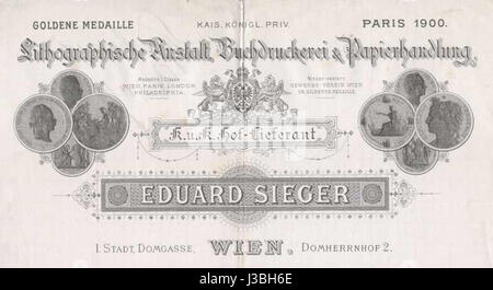Eduard Sieger 1902 factura Foto de stock
