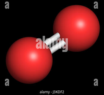 Elemental del oxígeno (O2), el modelo molecular. Los átomos son  representados como esferas con codificación de color convencional: oxígeno  (rojo Fotografía de stock - Alamy