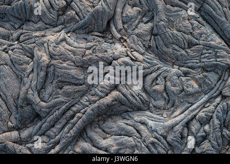 Detalle de su material está entretejido de lava pahoehoe o superficie cerca de La Restinga, El Hierro, Islas Canarias, España