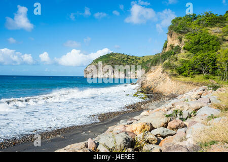 Playa de arena volcánica, Montserrat, Territorio Británico de Ultramar, de las Antillas, el Caribe, América Central Foto de stock