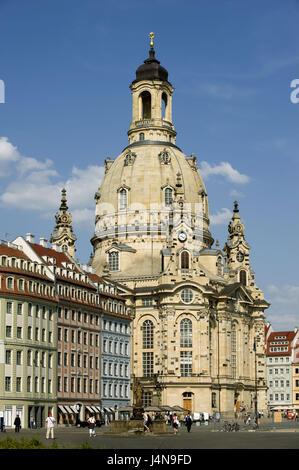 Alemania, en el Estado federado de Sajonia, Dresden, Casco antiguo, nuevo mercado, la Iglesia de Nuestra Señora.