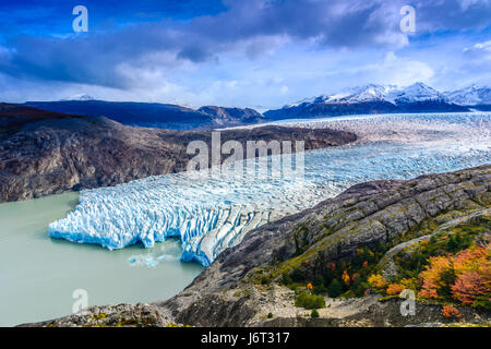 Glaciar Grey,Patagonia, Chile - un glaciar en el Campo de Hielo Patagónico Sur, la Cordillera del Paine. Foto de stock