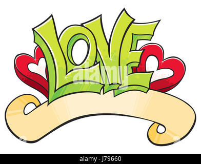  Daub graffiti grafitti corazones el amor en el amor se enamoró de tatuaje de corazón de San Valentín Fotografía de stock