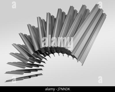 Matriz de chapa ondulada perfiles sobre fondo gris, ilustración 3D Foto de stock