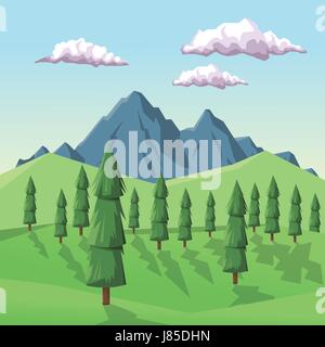 Paisaje verde del valle de montaña. Temporada de verano vista