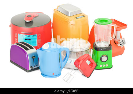 Conjunto de pequeños electrodomésticos de cocina. 3D rendering aislado  sobre fondo negro Fotografía de stock - Alamy