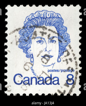 Canadá - circa 1972: un sello impreso en Canadá muestra a la Reina Elizabeth II, circa 1972