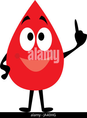  Vector clip art de dibujos animados de una gota de sangre recordándole a donar sangre. Gradientes no utilizados; aislado en blanco Fotografía de stock