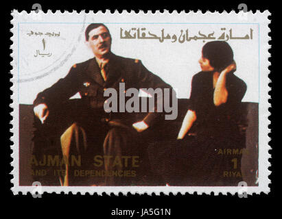 AJMAN - circa 1973: sello impreso por Ajman muestra Marchall Foch, circa 1973