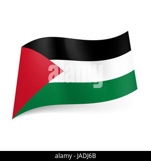 Bandera De Palestina. Trazos De Pincel Negro, Blanco Y Verde