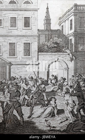 Masacre del Día de San Bartolomé en París, 1572; Grabado de c 1780 edición del nuevo libro de los mártires por el Dr. Henry Rev Southwell LLD