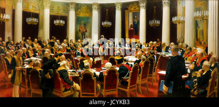 Ilya Repin, Sesión solemne del Consejo de Estado el 7 de mayo de 1901 se conmemora el centenario de su fundación. 1903 Óleo sobre lienzo. Museo Estatal Ruso, S Foto de stock