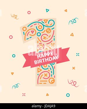 Feliz Primer Cumpleaños Vela y Animales Aislado en blanco, cumpleaños 1 año,  tarjeta para niños. tarjeta de felicitación vector Vector de stock por  ©Amelie1 111830038