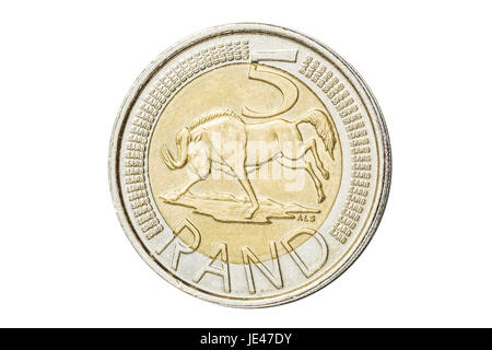 South African rand 5 coin Foto de stock