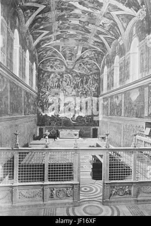 Foto histórica de la Capilla Sixtina, Roma, Vaticano, Italia, mejor reproducción digital de una impresión original de 1890