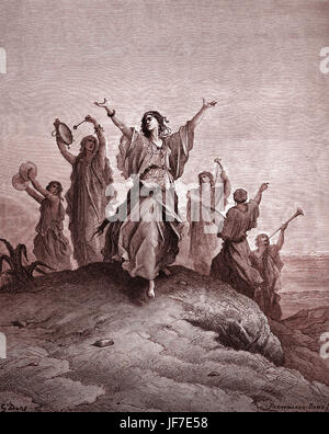 Iphis, hija del Jephtha, yendo hacia su padre para ser sacrificado. Escena  bíblica del Antiguo Testamento,