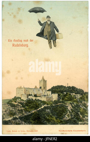 07161-Rudelsburg-1906-Blick auf die Rudelsburg - Fliegender Mann-Brück & Sohn Kunstverlag