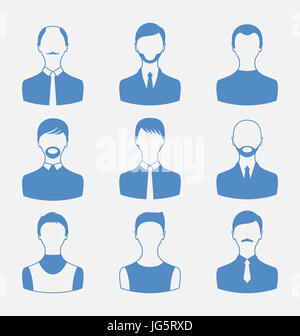 Ilustración avatares delanteras retrato de hombres aislado sobre fondo blanco. Foto de stock