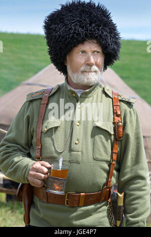 Festival histórico, Birsk, Bashkortostán, a partir del 1 de julio de 2017. Retratos de soldados rusos. Foto de stock