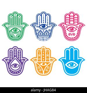 Mano de HAMSA, mano de Fátima: amuleto, símbolo de protección del diablo  ojo negro, Hamsa Mano de Fatima - símbolo de la fortaleza y la felicidad  aislado Imagen Vector de stock - Alamy