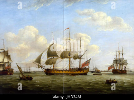 HMS Maria Anna-Earl de Chatham- Achilles-Thomas Luny