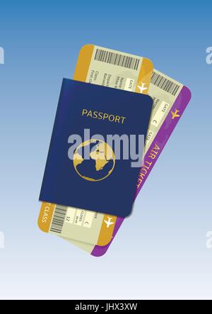 Pasaporte y billetes de avión Ilustración del Vector