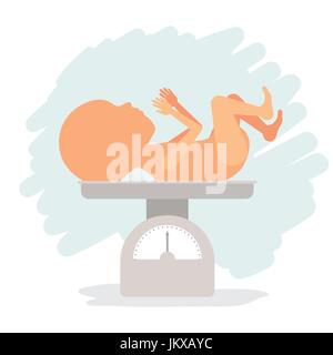 Bebé en la escala, Báscula para bebés icono de línea de color liso Imagen  Vector de stock - Alamy