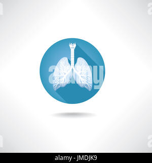 Icono de pulmones y bronquios. Conjunto de botones web de anatomía humana. Foto de stock