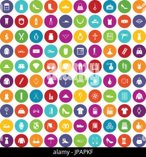 Accesorios para mujer 100 iconos, estilo de dibujos animados Imagen Vector  de stock - Alamy