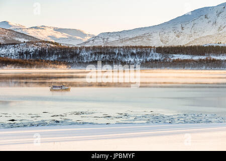 Sol de invierno en Senja,Noruega,Europa Foto de stock